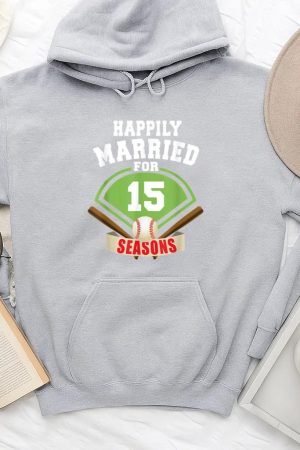 15th Wedding Anniversary Baseball Couple Hoodie