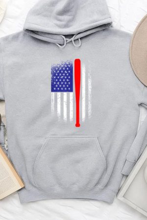 American Flag Baseball 4th Of July Memorial Day Hoodie