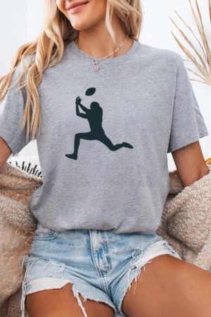 American Football Player Catching Silhouette T-Shirt