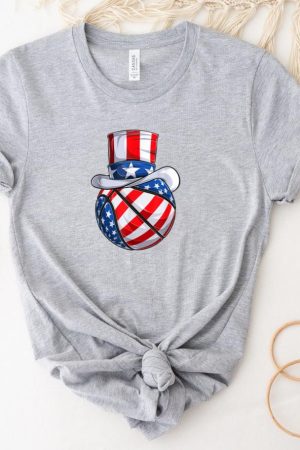 Basketball Uncle Sam Hat US Flag T-Shirt
