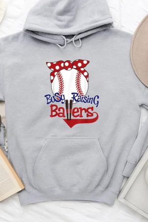 Busy Raising Ballers Baseball Mothers Day Hoodie