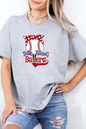 Busy Raising Ballers Baseball Mothers Day T-Shirt