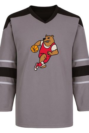 Cartoon Bear Running With A Basketball Ball Snow Sports Jersey