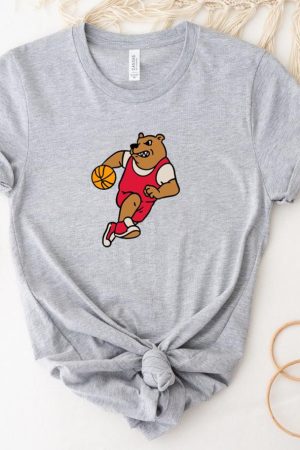 Cartoon Bear Running With A Basketball Ball T-Shirt