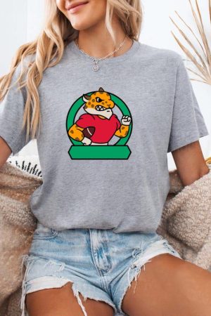 Cartoon Cheetah Holding A Football T-Shirt