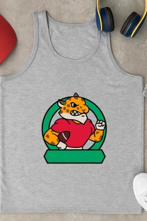 Cartoon Cheetah Holding A Football Tank Top