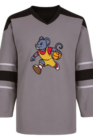 Cartoon Mouse Running With A Basketball Snow Sports Jersey