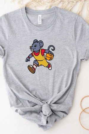 Cartoon Mouse Running With A Basketball T-Shirt