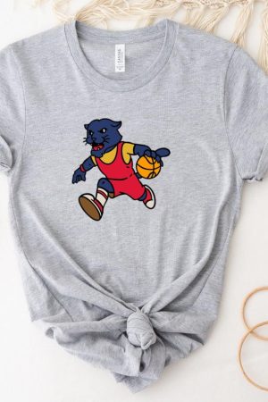 Cartoon Panther Running With A Basketball Ball T-Shirt