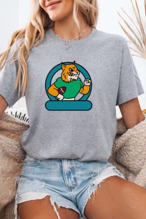 Cartoon Tiger Holding A Footballs T-Shirt