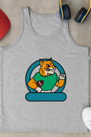 Cartoon Tiger Holding A Footballs Tank Top