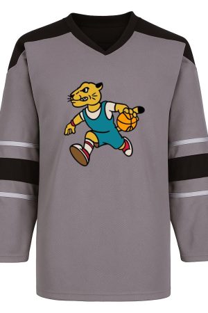 Cartoon Tiger Running With A Basketball Ball PP Snow Sports Jersey