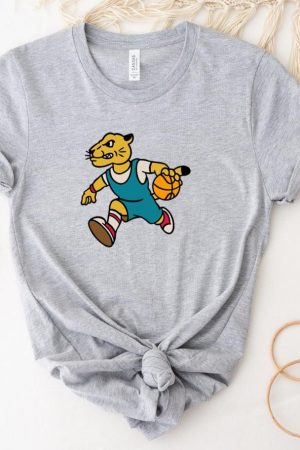 Cartoon Tiger Running With A Basketball Ball PP T-Shirt