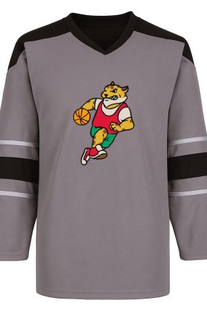 Cheetah Mascot Holding A Basketball Ball PL Snow Sports Jersey