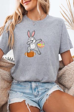 Dabbing Bunny Football Easter Day T-Shirt