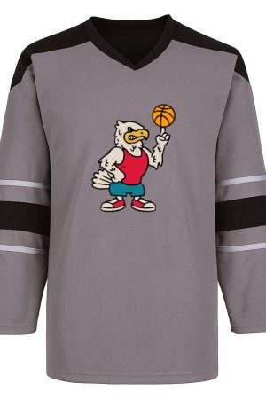 Eagle Mascot Holding A Basketball Ball Snow Sports Jersey