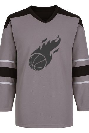 Flaming Basketball Ball Cut Out Snow Sports Jersey