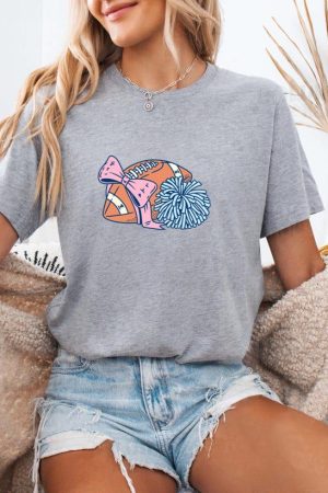 Football Design With Pink Bow T-Shirt