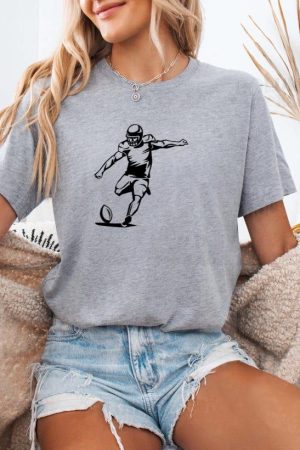 Football Player Ball High Contrast T-Shirt