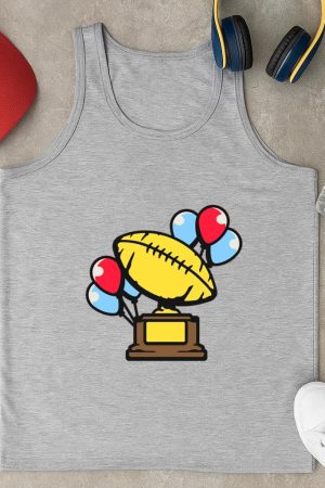 Football Trophy With Balloons And Confetti Tank Top