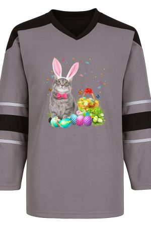 Happy Easter Cute Bunny Cat Eggs Basket Men Women Funny Gift Snow Sports Jersey