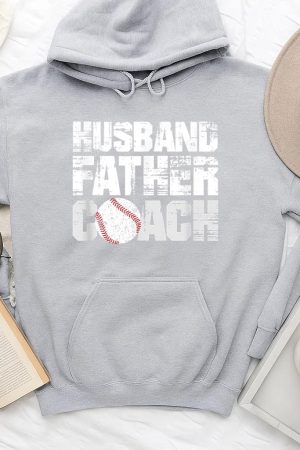 Husband Father Coach Softball Baseball Dad Hoodie