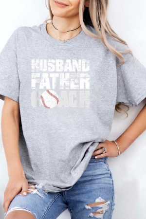 Husband Father Coach Softball Baseball Dad T-Shirt