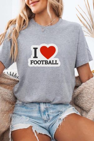 I Love Football Sticker T-Shirt