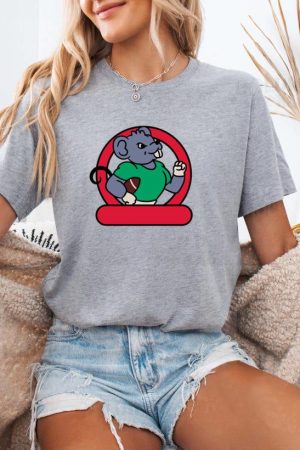 Image Of A Rat Holding A Football T-Shirt