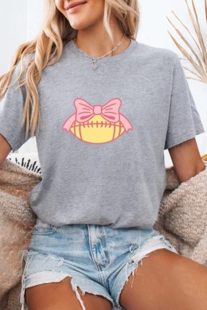 Pink Bow Football Design T-Shirt