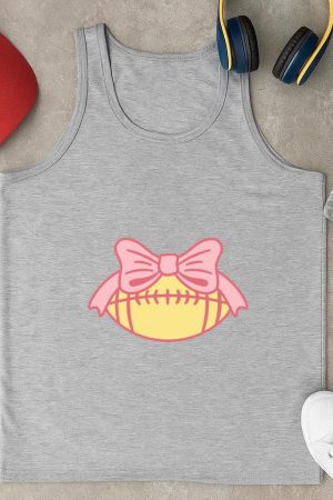 Pink Bow Football Design Tank Top