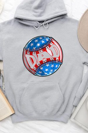 Proud Baseball Dad American Flag Hoodie