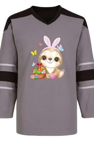 Sloth Bunny Ear With Eggs Basket Easter Snow Sports Jersey