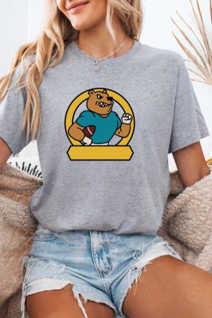 Teddy Bear Holding A Football In A Circle T-Shirt