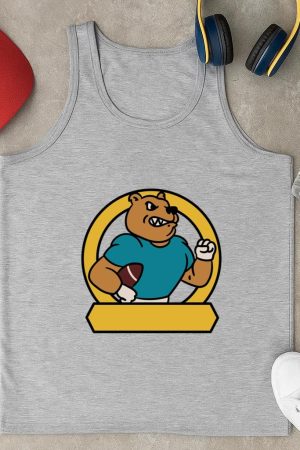 Teddy Bear Holding A Football In A Circle Tank Top