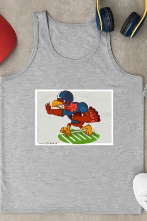 Thanksgiving Turkey Football Player Cartoon Vector Illustration Tank Top