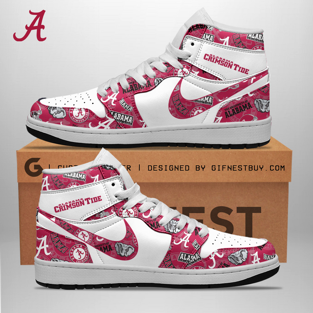 Alabama Crimson Tide AJ1 High Sneakers Shoes For Men And Women Calebmatthewhans