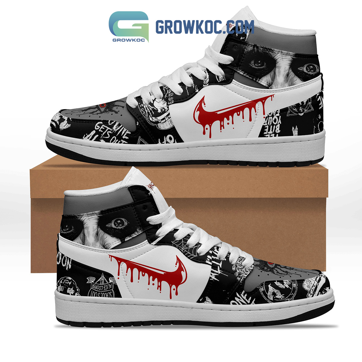 Alice Cooper AJ1 High Sneakers Shoes For Men And Women Calebmatthewhans