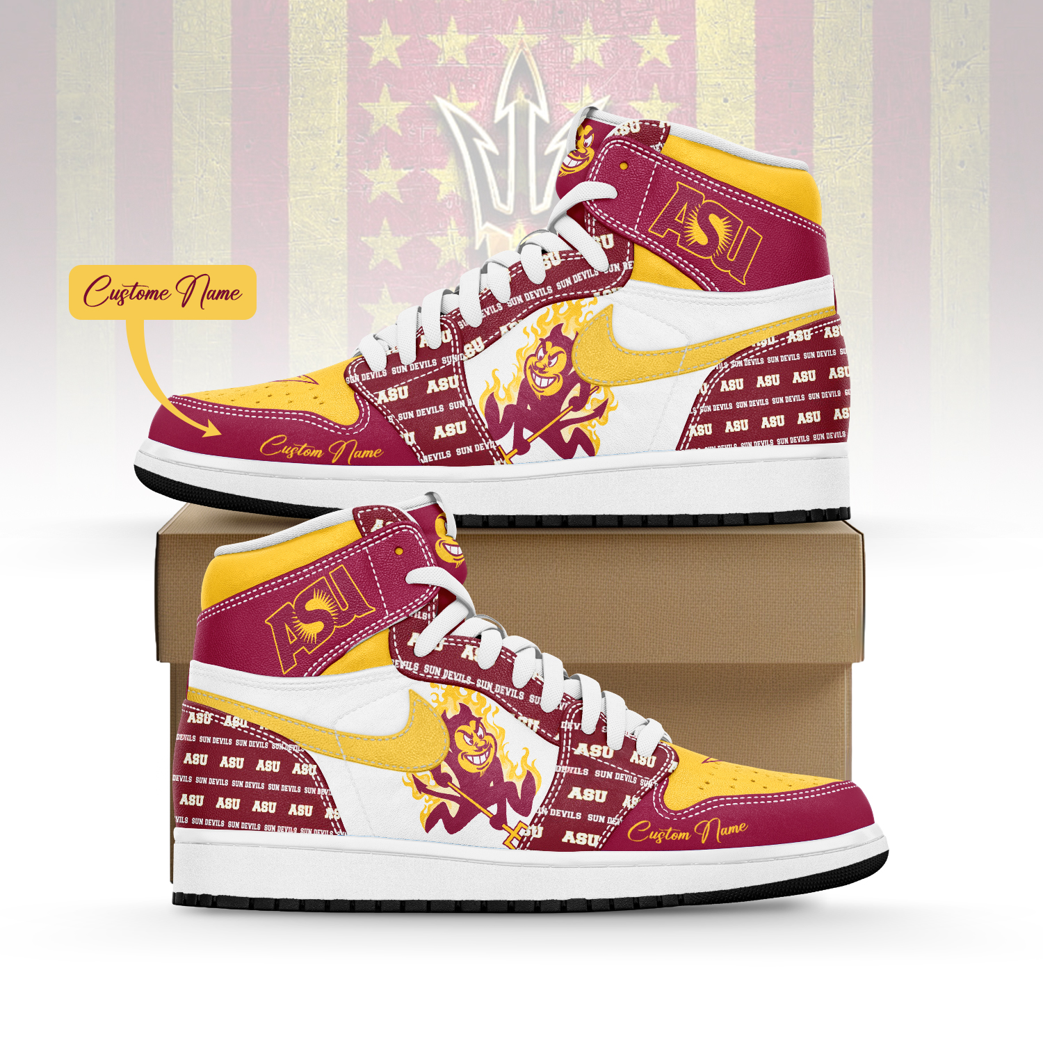 Arizona State Sun Devils AJ1 High Sneakers Shoes For Men And Women Calebmatthewhans