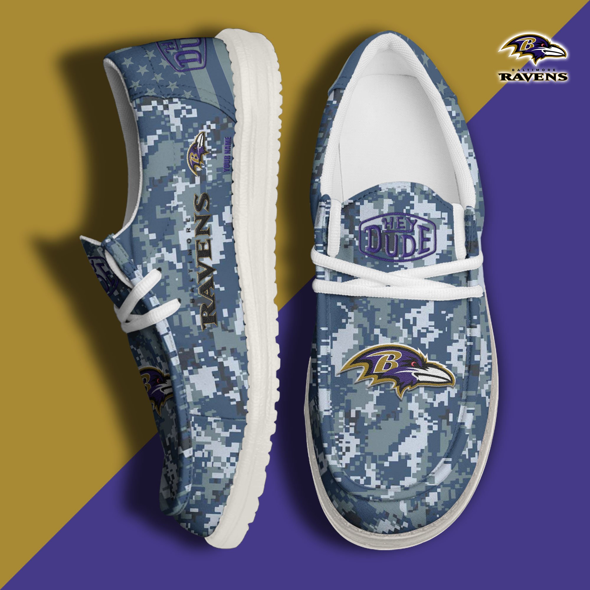 Baltimore Ravens Personalized Hey Dude Shoes For Men And Women Calebmatthewhans