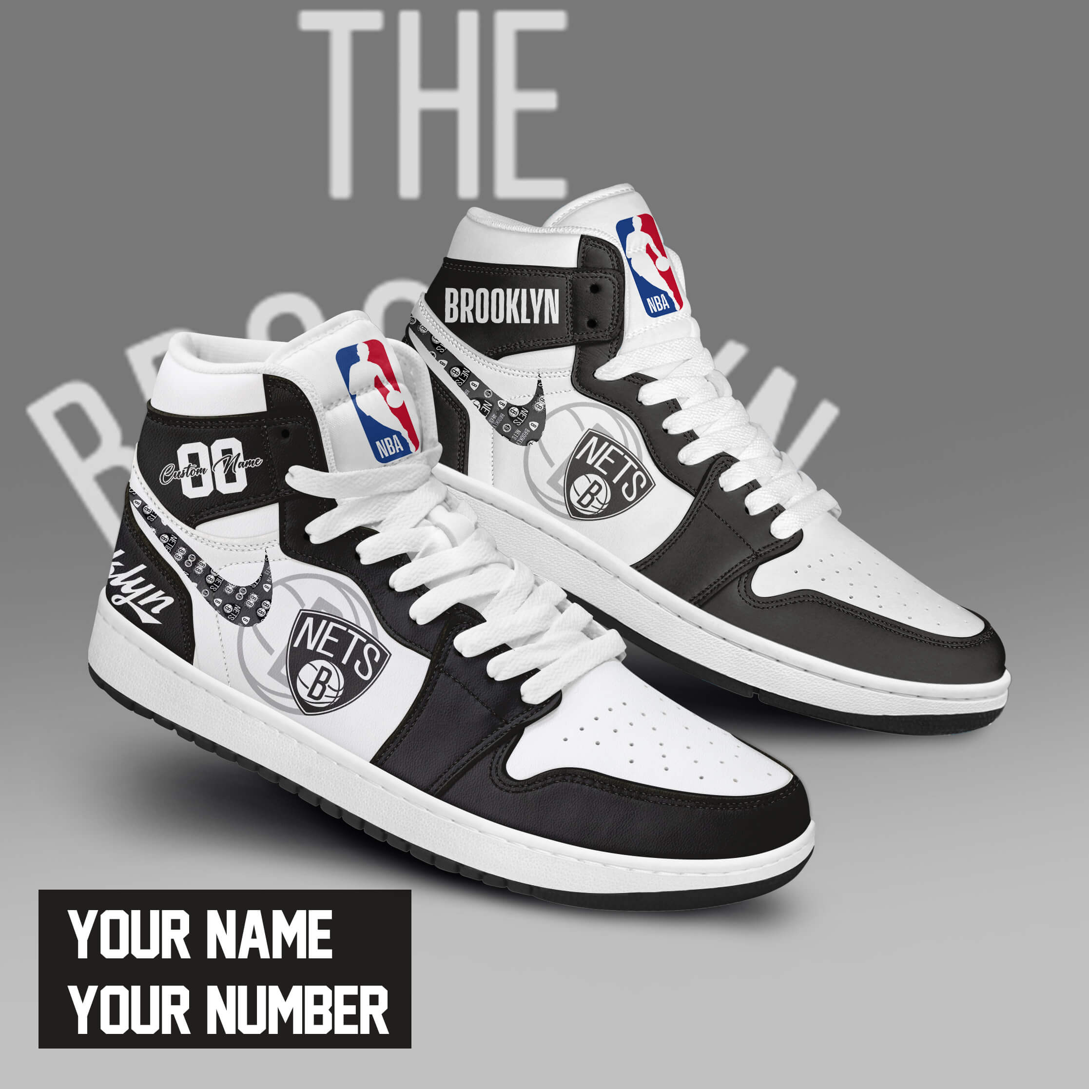 Brooklyn Nets AJ1 High Sneakers Shoes For Men And Women Calebmatthewhans