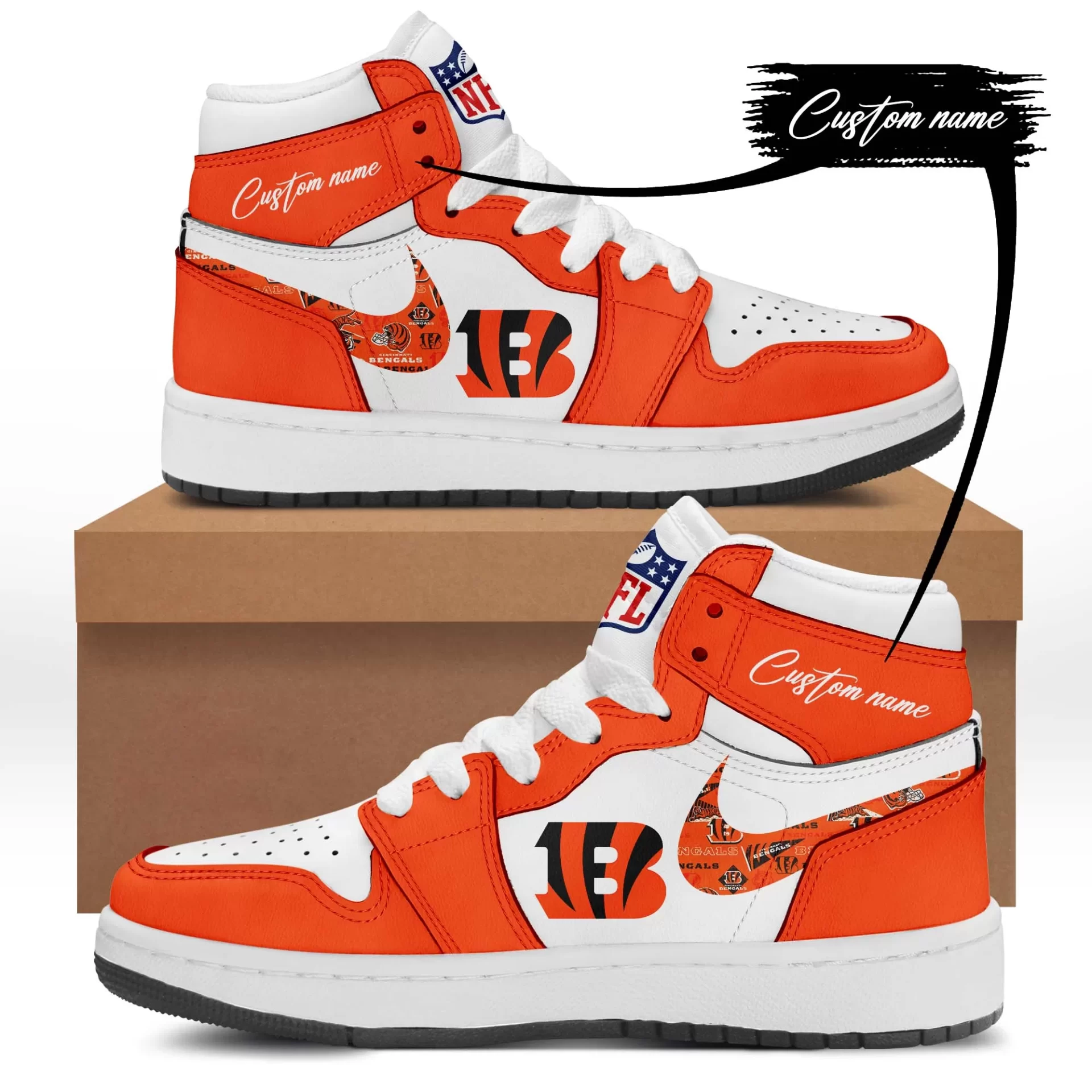 Cincinnati Bengals AJ1 High Sneakers Shoes For Men And Women Calebmatthewhans
