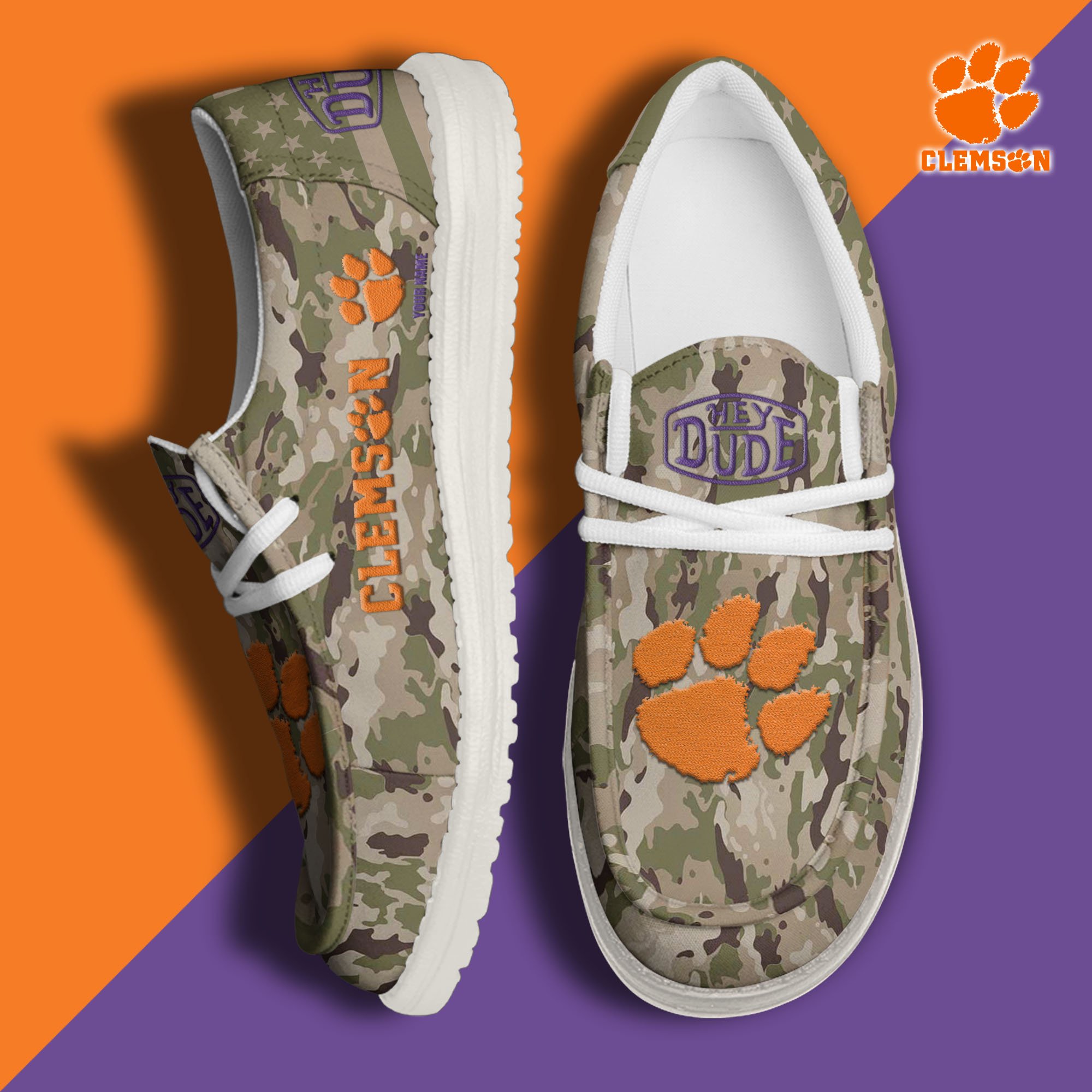 Clemson Tigers Personalized Hey Dude Shoes For Men And Women Calebmatthewhans