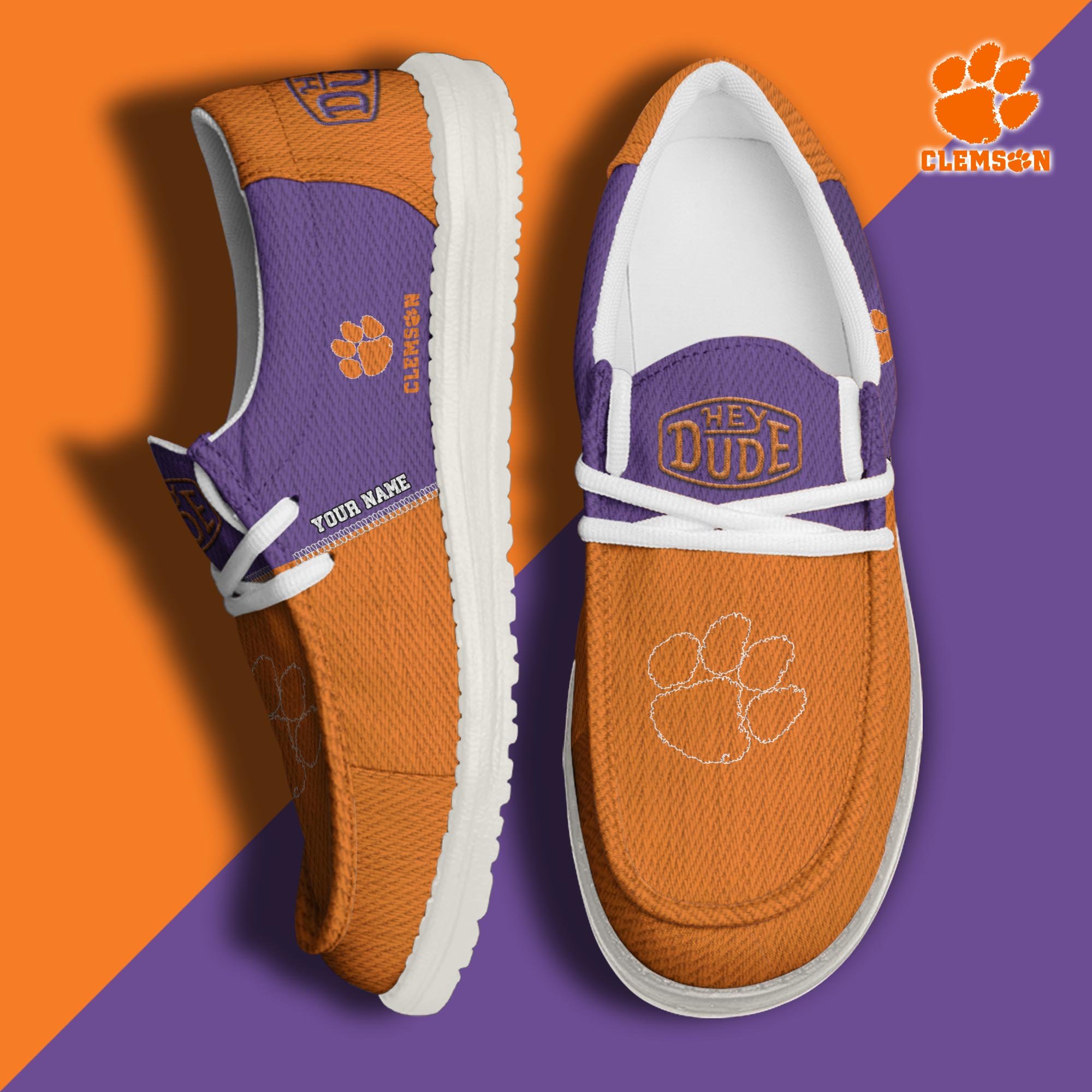 Clemson Tigers Personalized Hey Dude Shoes For Men And Women Calebmatthewhans