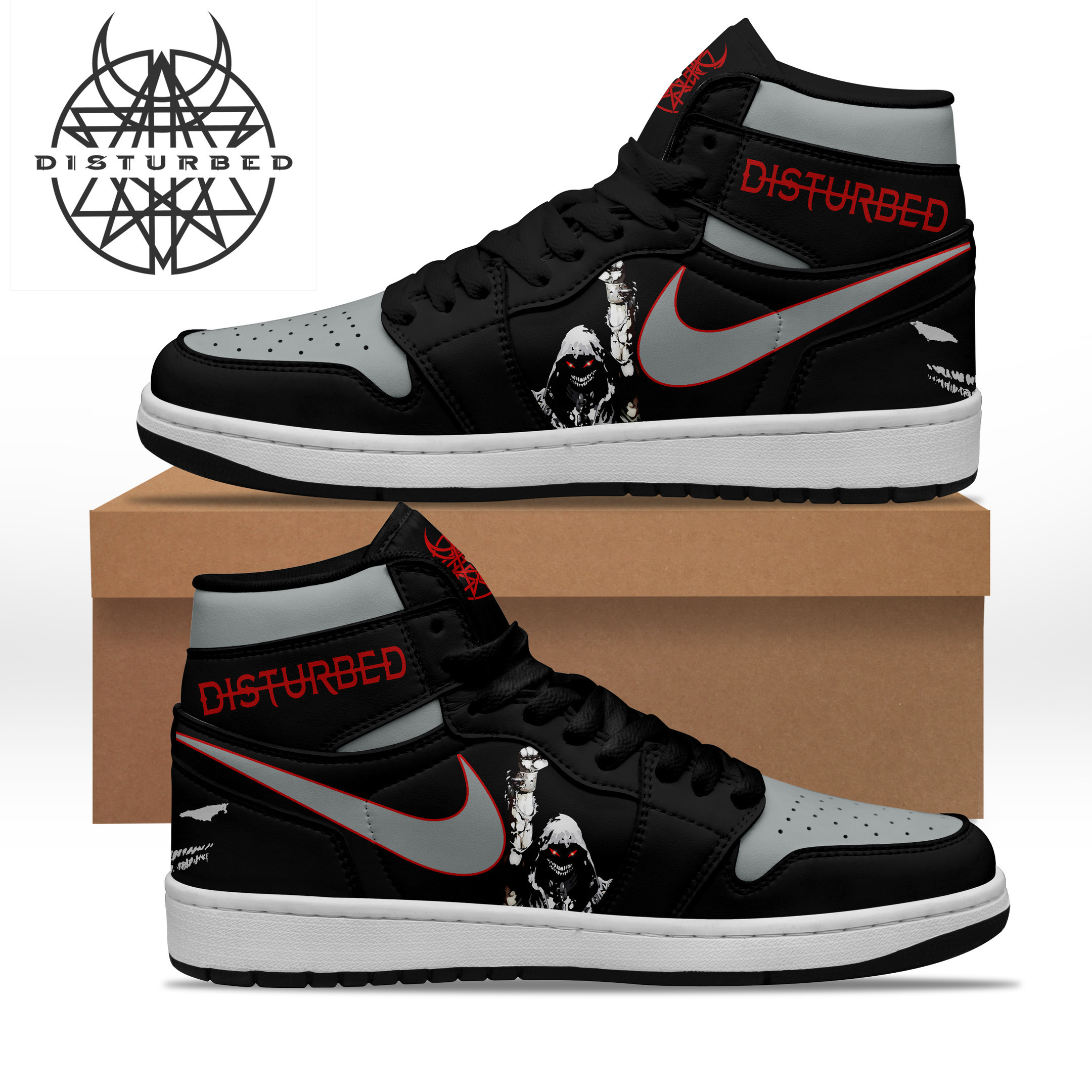 Disturbed AJ1 High Sneakers Shoes For Men And Women Calebmatthewhans