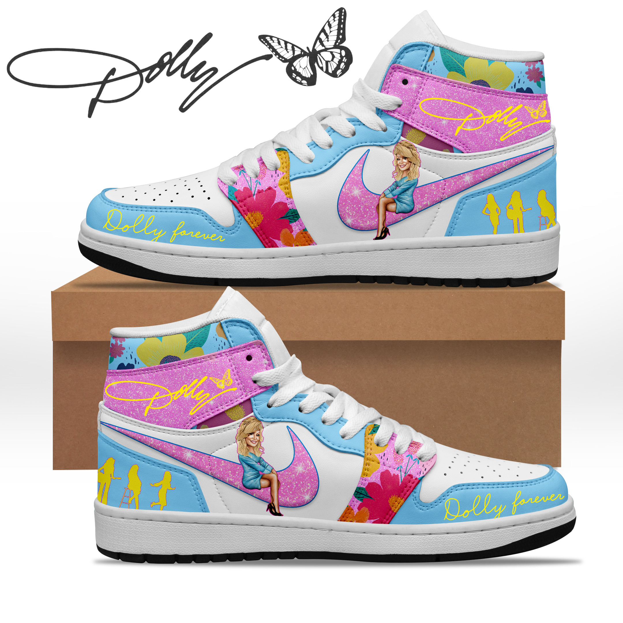 Dolly Parton AJ1 High Sneakers Shoes For Men And Women Calebmatthewhans