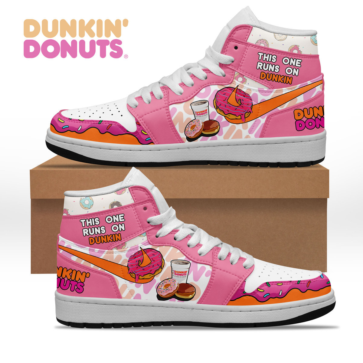 Dunkin’ Donuts AJ1 High Sneakers Shoes For Men And Women Calebmatthewhans