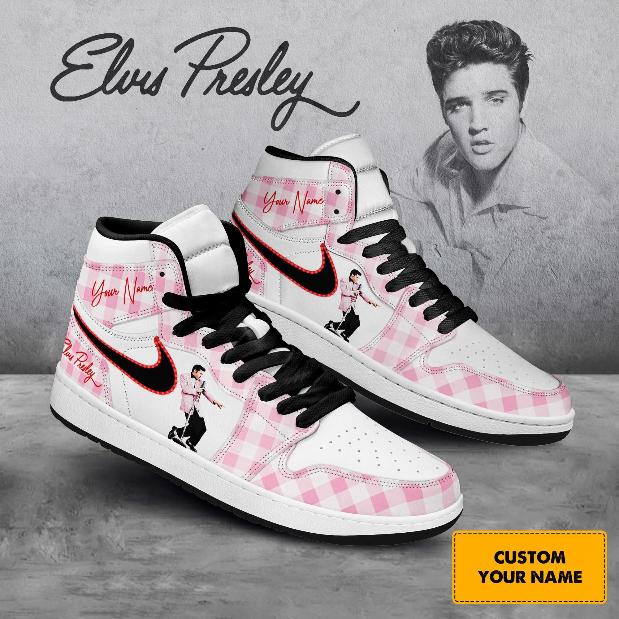 Elvis Presley AJ1 High Sneakers Shoes For Men And Women Calebmatthewhans