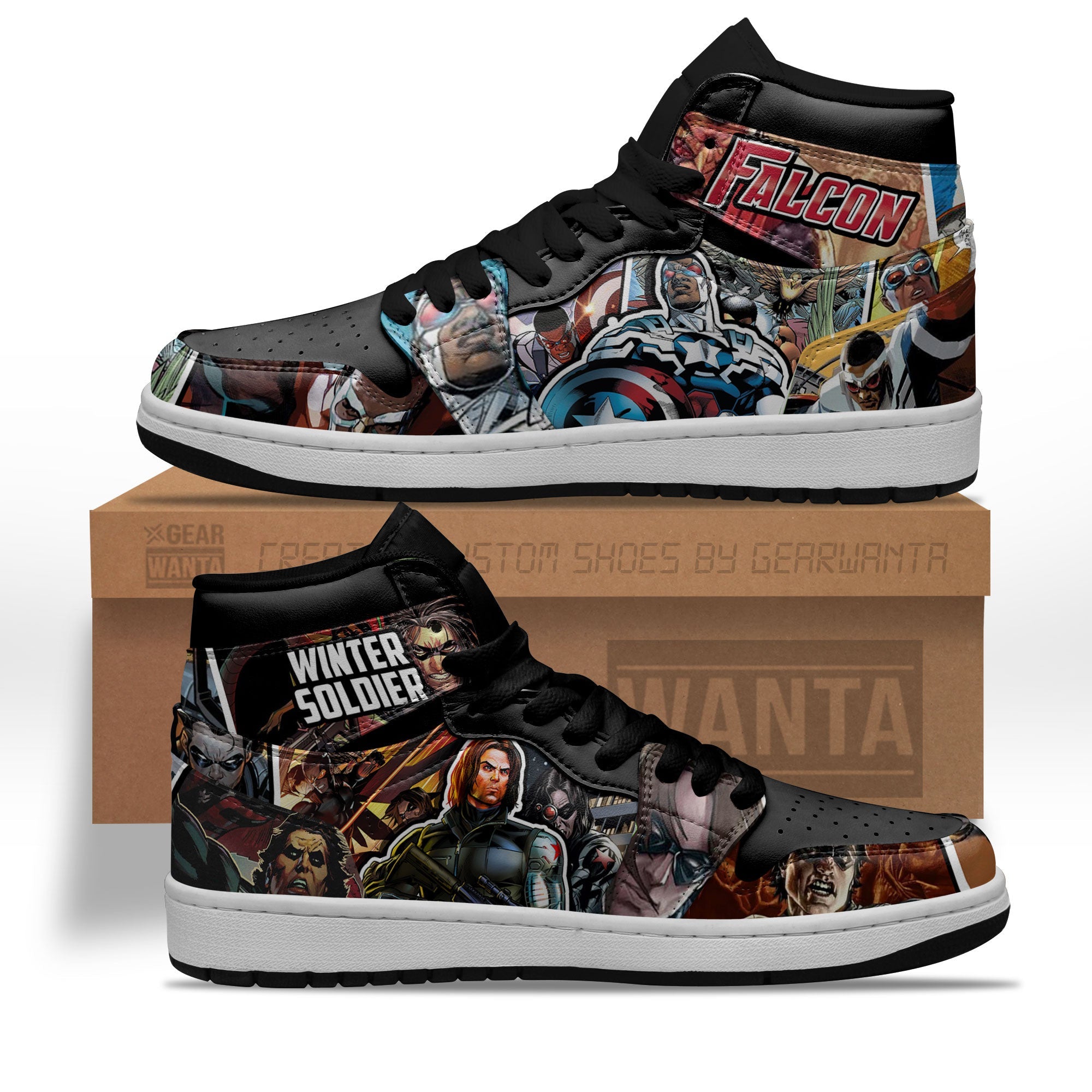 Falcon and Winter Soldier AJ1 High Sneakers Shoes For Men And Women Calebmatthewhans