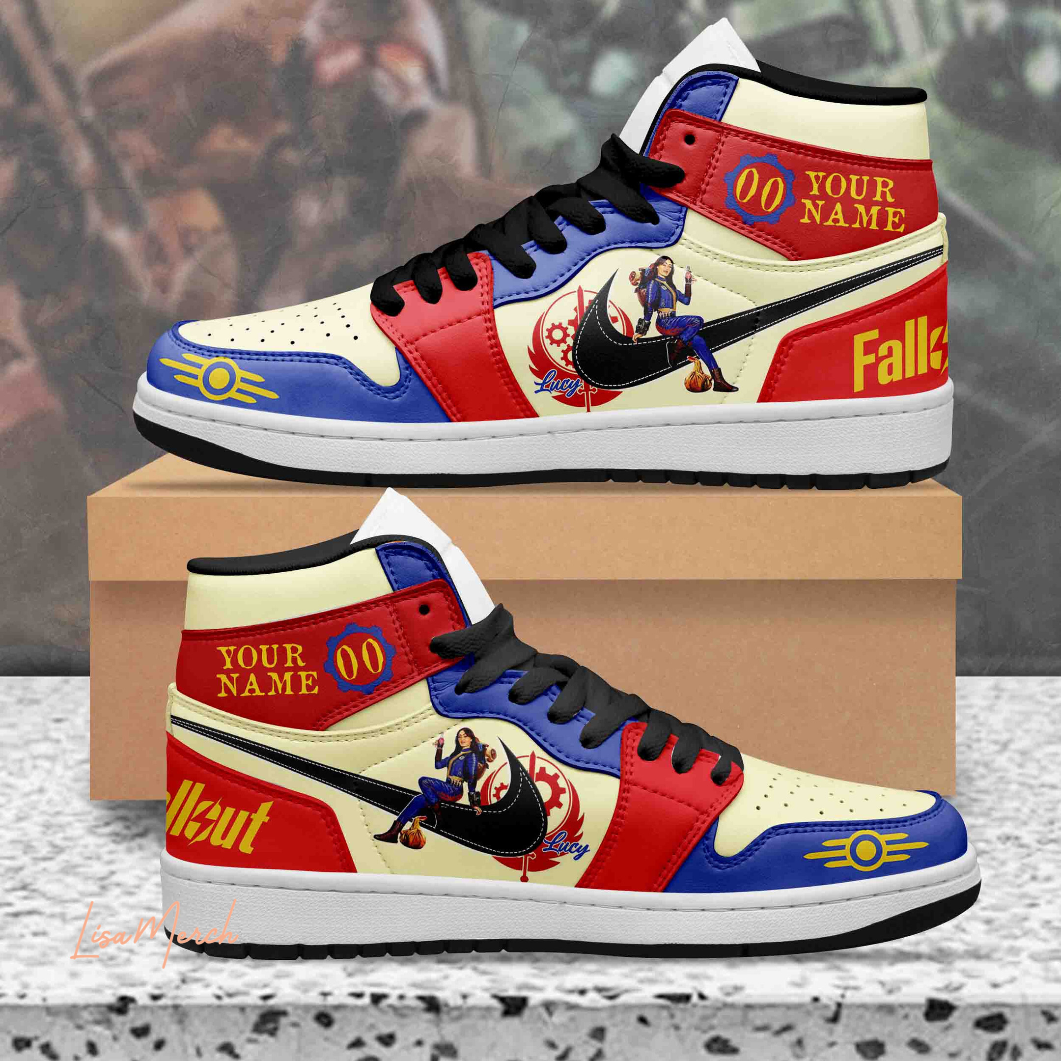 Fallout AJ1 High Sneakers Shoes For Men And Women Calebmatthewhans